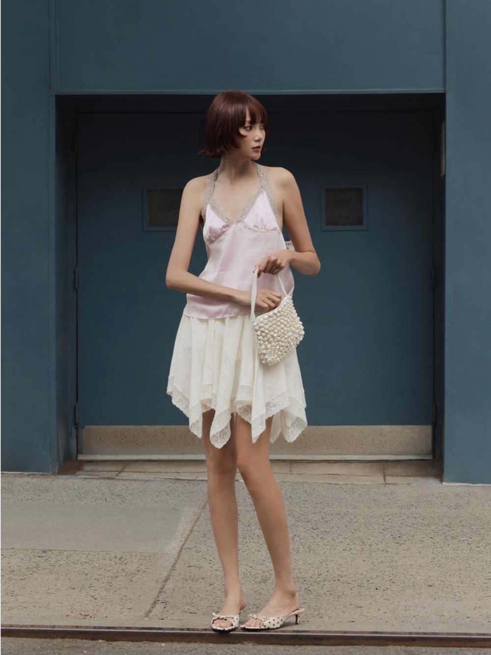 ZARA BNWT POLKA DOT LACE HALTER TOP. PINK 2905/383/116